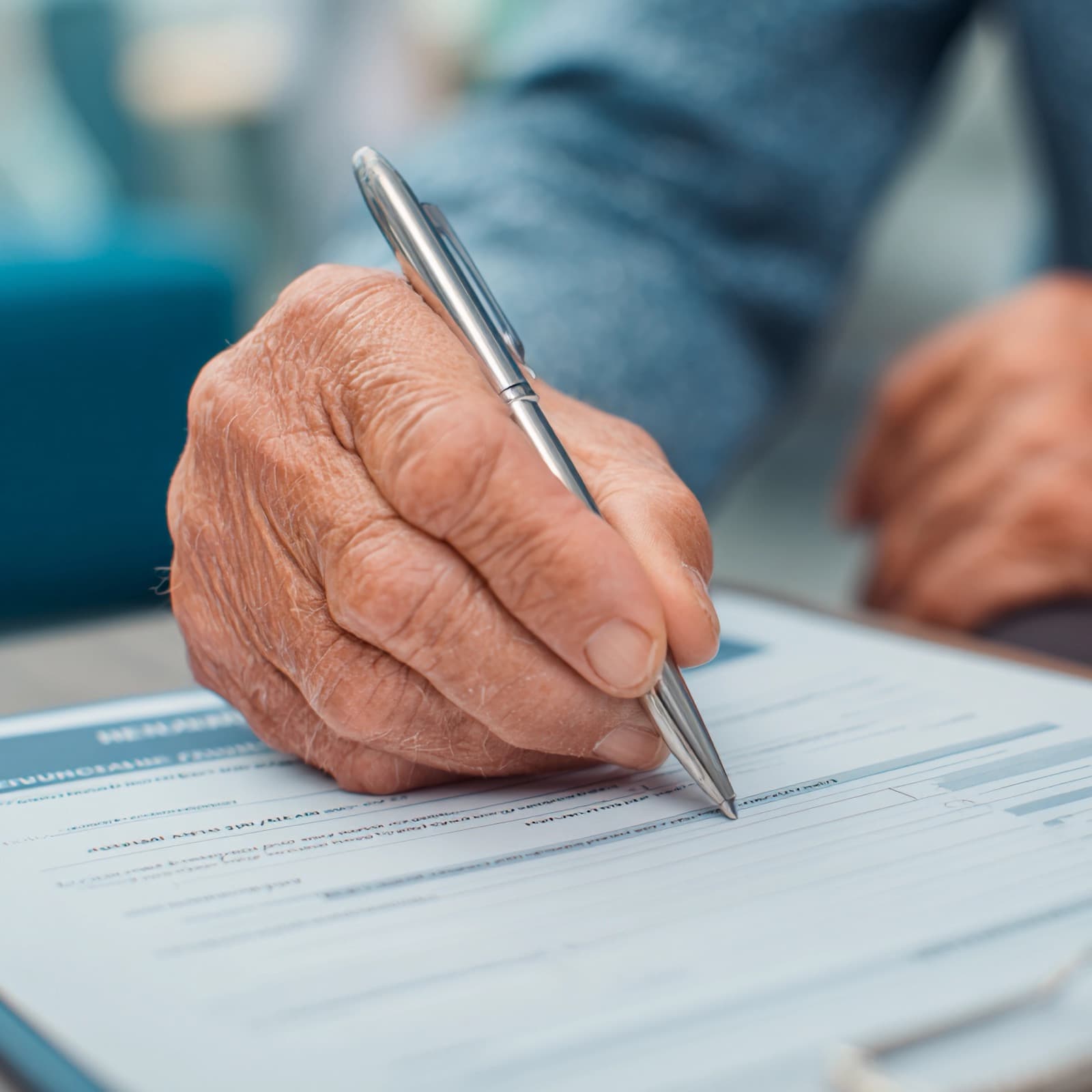 A person signing a document